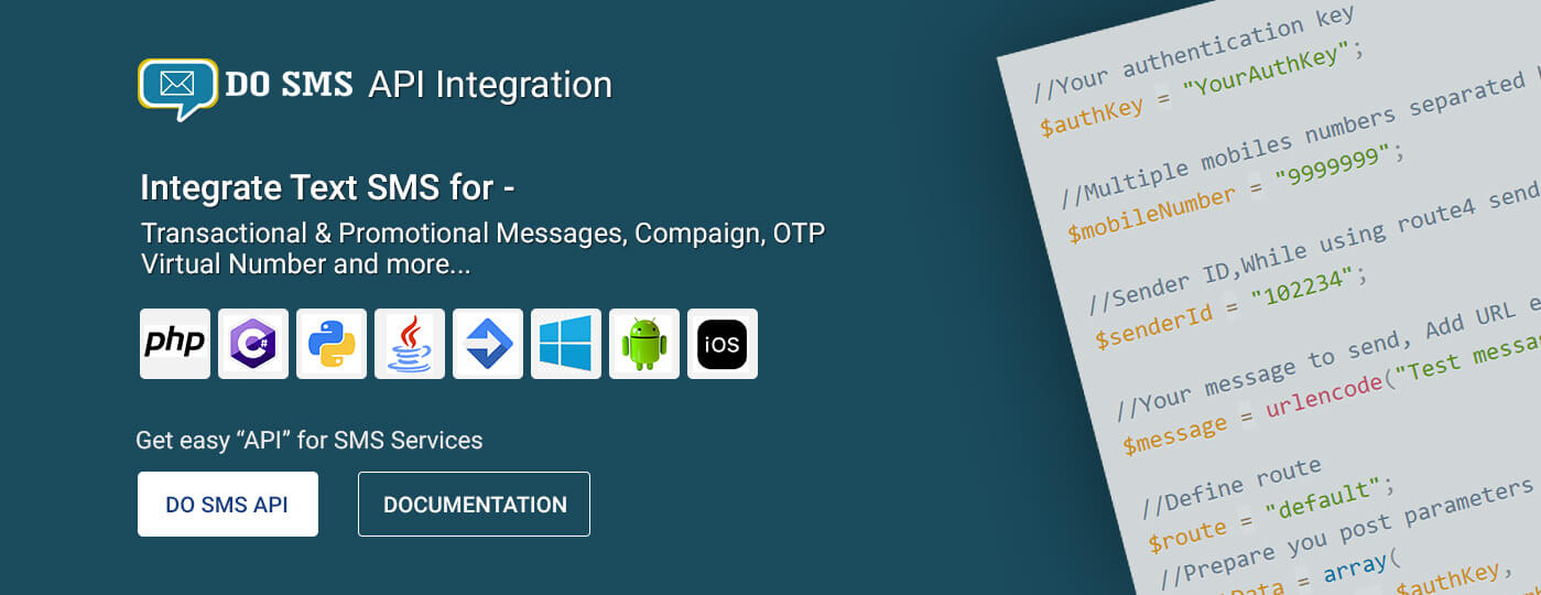 Integrate DO SMS API with your favorite programming language.