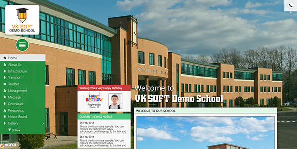 VIDYA School Website Template three with green theme