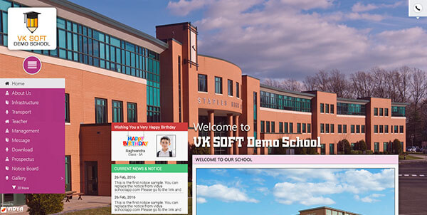 VIDYA School Website Template three with pink theme