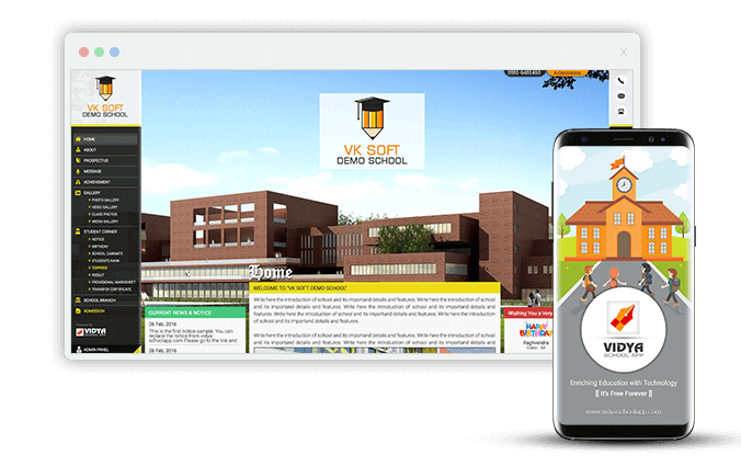VIDYA School Website creates Dynamic and Responsive School Website with 50+ modules for manage your school information with Admin Panel